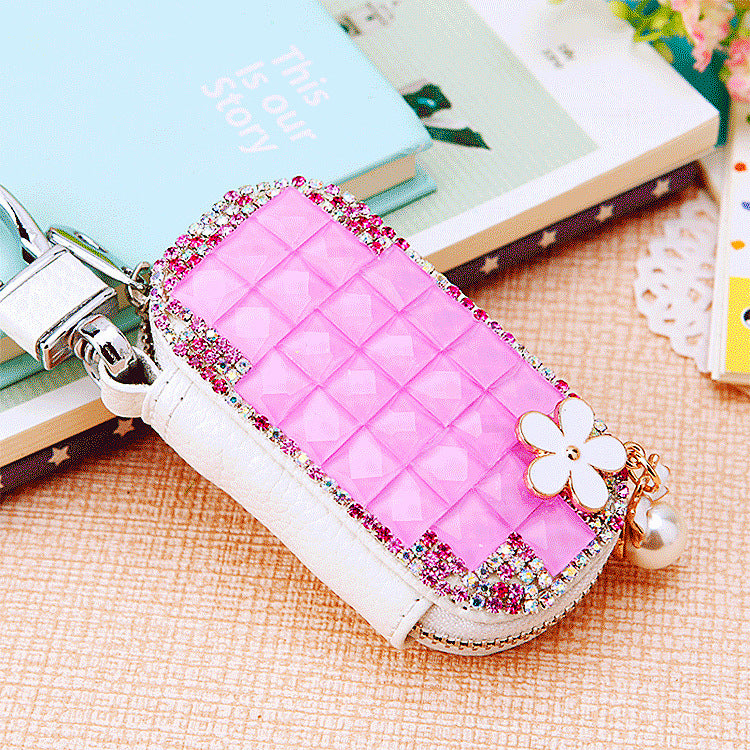 Wholesale Diamond Inlaid Leather Keychain Bags